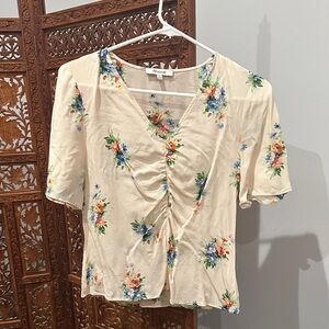 Madewell Cream Floral Blouse - 100% Silk